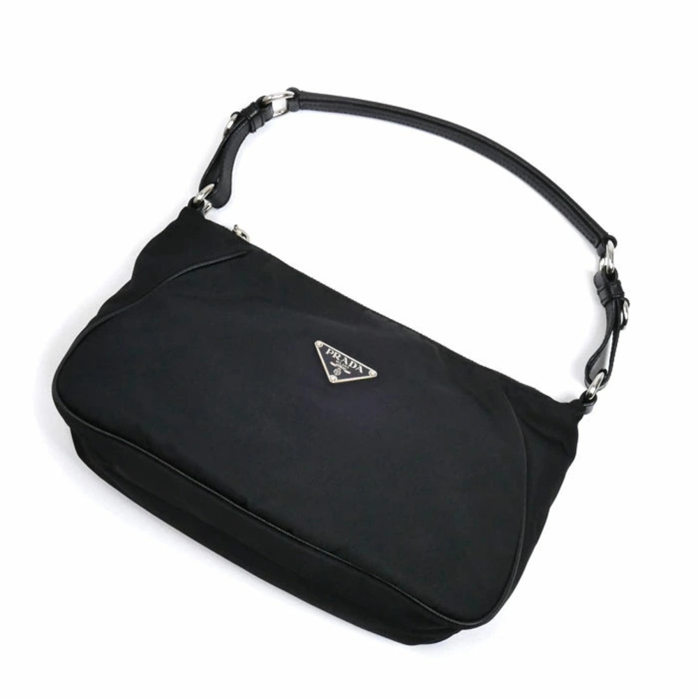 Prada Triangle Logo Tessuto Shoulder Bag Black - Picture 1 of 8